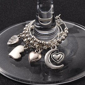 Тибетский стиль сплава бокал прелести, с железными шариками и латунь бокал шарм кольца обруча серьги, 38x25 мм