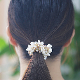 Chic Pearl Crystal Hair Accessory with Thick Elastic Band for Women's Ponytail