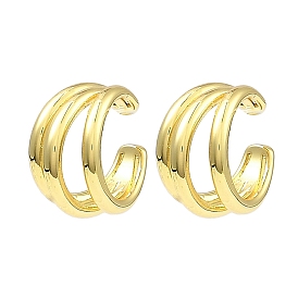 Rack Plating Brass Triple Layer Cuff Earrings, Long-Lasting Plated, Lead Free & Cadmium Free