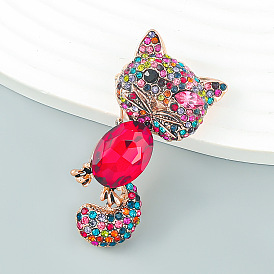 Sparkling Fox Brooch with Alloy and Rhinestones - Cute Fashion Accessory for Girls