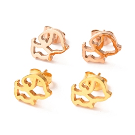 Ion Plating(IP) 304 Stainless Steel Stud Earrings, Dog