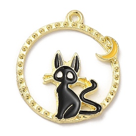 Alloy Pendants, Flat Round with Cat
