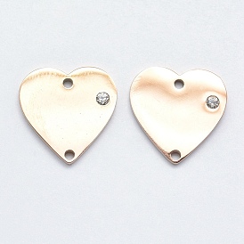 316 звенья / соединители из хирургической нержавеющей стали с микропаве из кубического циркония, сердце, прозрачные