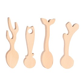 Unfinished Wood Blank Spoon, Carving Spoons, for Wood Craft Supplies, Whale Tail Shape & Antler & Cat & Deer