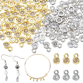 80 шт. 2 цвета латунные подвески из фианита с микропаве, плоско-круглые