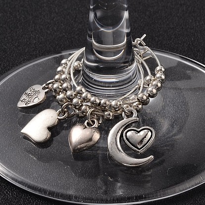 Тибетский стиль сплава бокал прелести, с железными шариками и латунь бокал шарм кольца обруча серьги, 38x25 мм