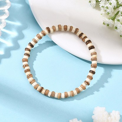 5MM Natural Coconut & Synthetic Turquoise Heishi Beads Stretch Bracelets