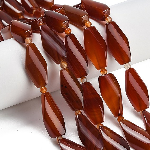 Природного сердолика нитей бисера, твист, окрашенная и подогревом, с бисером