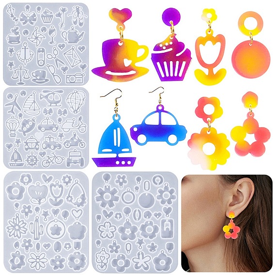 Кулон силиконовые формы, формы для сережек, формы для литья гипсовой смолы, разнообразные