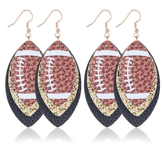 4пара из кожи в стиле регби с 304серьгой-подвеской из нержавеющей стали