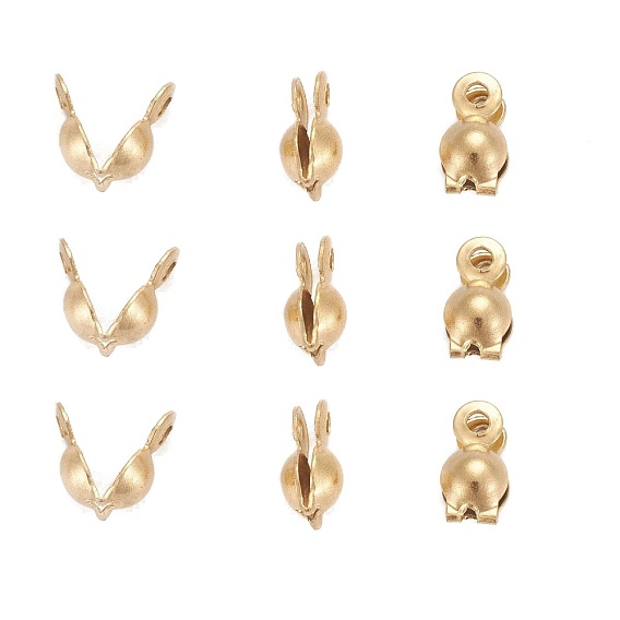 Ion Plating(IP) 304 Stainless Steel Bead Tips, Calotte Ends, Clamshell Knot Cover, 8x4mm, Hole: 1mm