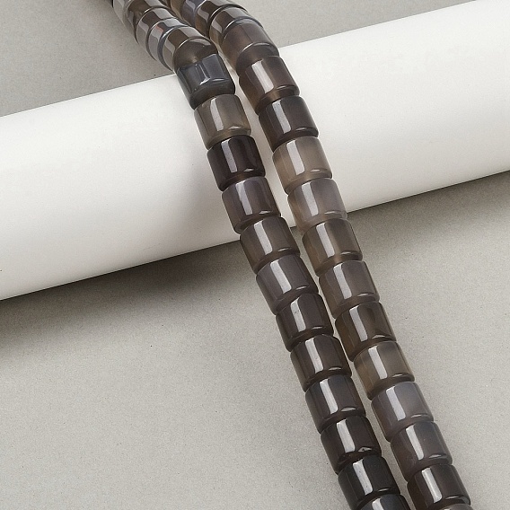 Серые натуральные бусины из агата , колонка