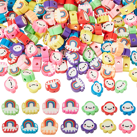 200Pcs 2 Styles Handmade Polymer Clay Beads