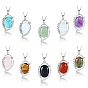 Natural Gwmstone Pendant Necklaces, with Stainless Ssteel Chains