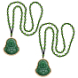 2шт. подвеска Будды из сплава и стекла, ожерелье из стеклянных бусин, зелёные
