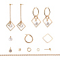 DIY Bracelet Making, with Soldered Brass Cable Chains, Square Brass Linking Rings and 304 Stainless Steel Ear Stud Components