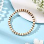 5MM Natural Coconut & Synthetic Turquoise Heishi Beads Stretch Bracelets