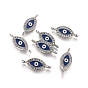 Alloy Rhinestone Links/Connectors, Cadmium Free & Lead Free, with Enamel, Grade A, Evil Eye, Platinum Color