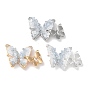 Звенья-бабочки из натурального кристалла кварца, латунные подвески с микропаве, прозрачные фианиты, разъемы для насекомых, с эмалью