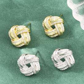 Латунные микро проложить серьги стержня кубического циркония, узел, без свинца и без кадмия, долговечный, стойки покрытие