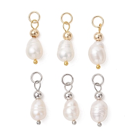 6шт 2 цвета подвески из натурального культивированного пресноводного жемчуга, рисовые прелести, цвет морской раковины