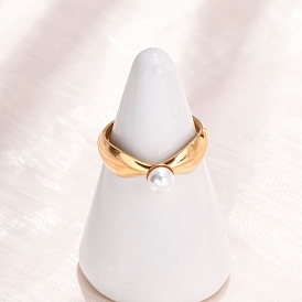 304 открытые кольца манжеты из нержавеющей стали, с пластиковой имитационной жемчужиной