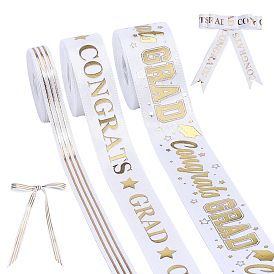 3Rolls 3 Styles Graduation Season Polyester Ribbon, Word, for Gift Packaging