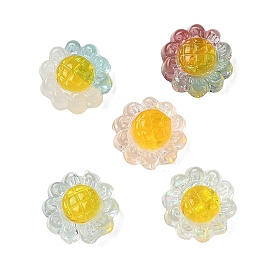 Прозрачные бусины из смолы, голографические бусы, подсолнечник, с эмалью, два тона