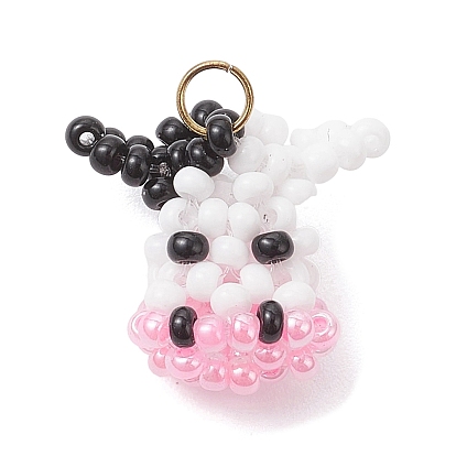 Подвески в виде коровы из стеклянного бисера, с 304 кольцом из нержавеющей стали