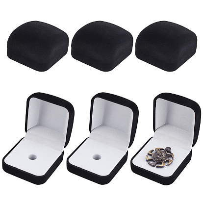 Пластиковый чехол с бархатными упаковочными коробками для брошей, квадратный