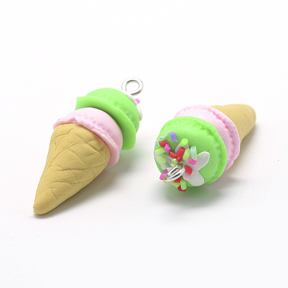 Handmade Polymer Clay Pendants, Ice Cream