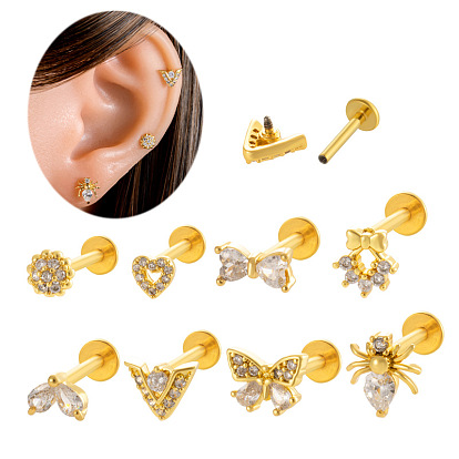 316l хирургическая нержавеющая сталь прозрачный кубический цирконий 17 калиброванные лабреты с внутренней резьбой, пирсинг украшения для женщин мужчин