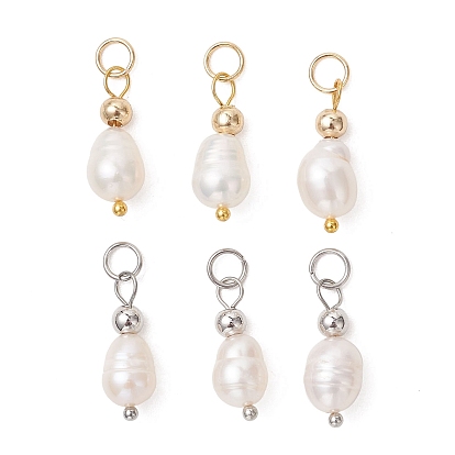 6шт 2 цвета подвески из натурального культивированного пресноводного жемчуга, рисовые прелести, цвет морской раковины
