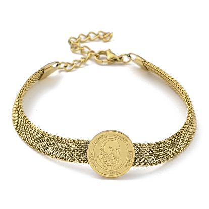 Вакуумное покрытие pvd 202 браслеты из плоских цепочек с круглыми звеньями из нержавеющей стали, браслеты священника для женщин