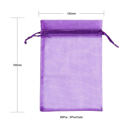 90Pcs 18 Style Organza Bags Jewellery Storage Pouches Wedding Favor Party Mesh Drawstring Gift