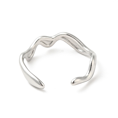 304 Stainless Steel Wave Open Cuff Ring for Men Women