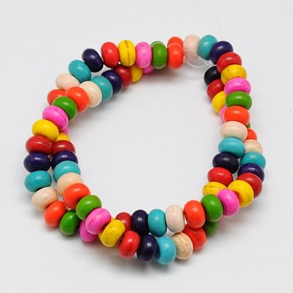 Synthetic Turquoise Beads Strands, Dyed, Rondelle