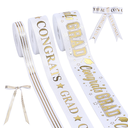 3Rolls 3 Styles Graduation Season Polyester Ribbon, Word, for Gift Packaging