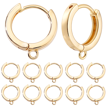 16 шт. латунные серьги-кольца, с горизонтальной петлей, кольцо