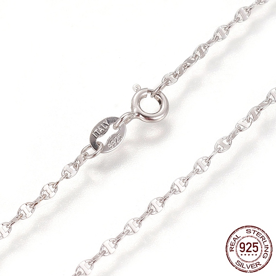 925 Sterling Silver Mariner Link Chain Necklaces, with Spring Ring Clasps