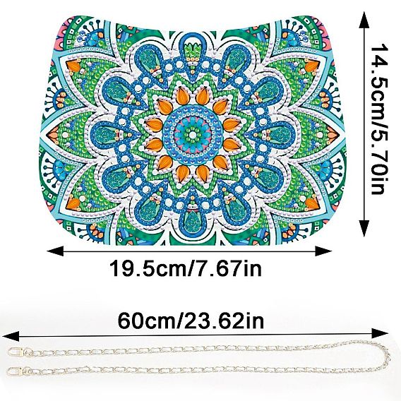 Mandala-Diamant-Malset zum Selbermachen, einschließlich Tasche aus Harz-Strasssteinen, Baumwolle, Kette, Diamant klebriger Stift, Tablettplatte und Leimton