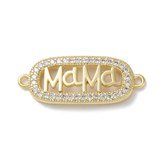 Звенья из латуни с микропаве ко Дню матери, прозрачные циркониевые звенья, без кадмия и без свинца, Прямоугольные подвески-соединители со словом ma ma