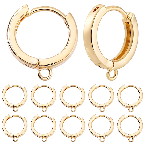16 шт. латунные серьги-кольца, с горизонтальной петлей, кольцо
