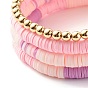Ensemble de bracelets extensibles de perles heishi en argile polymère et hématite synthétique, bracelet de yoga, bracelets de perles de laiton coeur et étoile pour hommes femmes, or