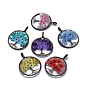Gemstone Pendants, with Acrylic and Brass Findings, Flat Round with Tree of Life