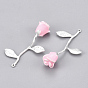 Brass Enamel Pendants, Rose