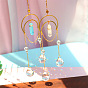 Iron Big Pendant Decorations, Teardrop Crystal Glass Hanging Sun Catchers, with Brass Moon Findings, for Garden, Wedding, Lighting Ornament