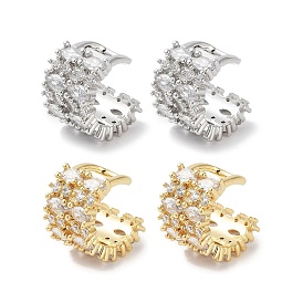 Horse Eye Brass Micro Pave Cubic Zirconia Cuff Earrings for Women, Long-Lasting Plated, Cadmium Free & Lead Free