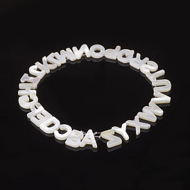 Natural Sea Shell Beads, Letter, White