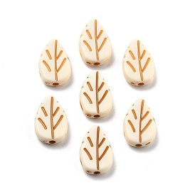 Хрустящие непрозрачные акриловые бусины, имитация бирюзовый, лист